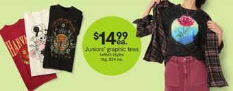 JC Penney Juniors' graphic tees offer