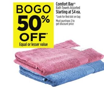 Dollar General Comfort bay® bath towels offer