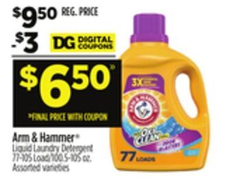 Dollar General Arm & hammer® liquid laundry detergent offer