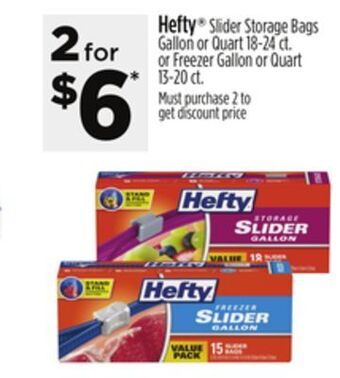 Dollar General Hefty® slider storage bags gallon or quart or freezer gallon or quart offer