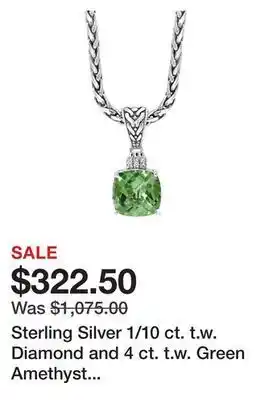 Belk Sterling silver 1/10 ct. t.w. diamond and 4 ct. t.w. green amethyst pendant offer