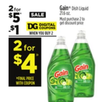 Dollar General Gain® dish liquid offer