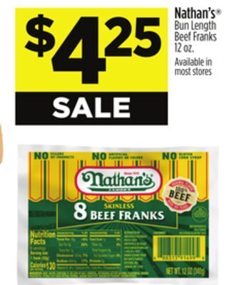 Dollar General Nathan's® bun length beef franks offer