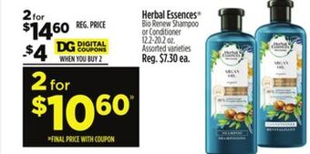Dollar General Herbal essences® bio renew shampoo or conditioner offer