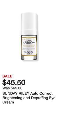Ulta Beauty Sunday riley auto correct brightening and depuffing eye cream offer