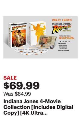 Best Buy Indiana jones 4-movie collection [includes digital copy] [4k ultra hd blu-ray] offer