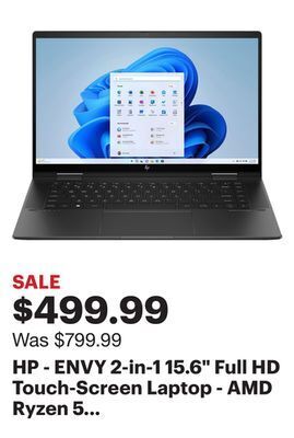Best Buy Hp - envy 2-in-1 15.6 full hd touch-screen laptop - amd ryzen 5 7530u - 8gb memory - 256gb ssd - nightfall black offer