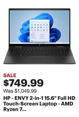 Best Buy Hp - envy 2-in-1 15.6 full hd touch-screen laptop - amd ryzen 7 7730u - 16gb memory - 512gb ssd - nightfall black offer