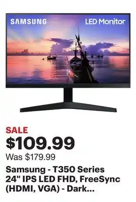 Best Buy Samsung - t350 series 24 ips led fhd, freesync (hdmi, vga) - dark blue gray offer
