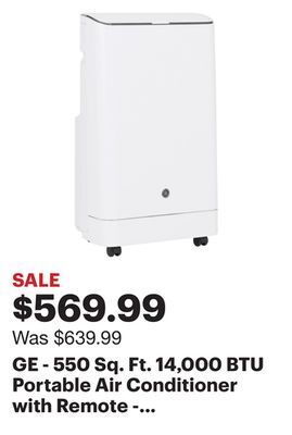 Best Buy Ge - 550 sq. ft. 14,000 btu portable air conditioner with remote - white offer