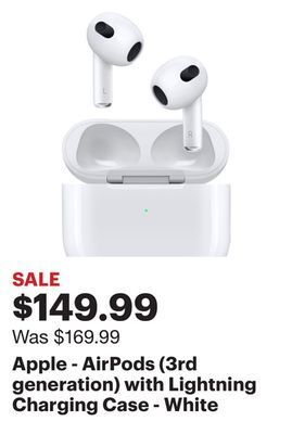 Best Buy Apple - airpods (3rd generation) with lightning charging case - white offer