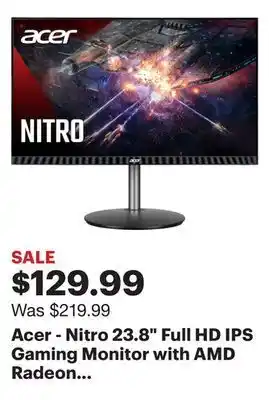 Best Buy Acer - nitro 23.8 full hd ips gaming monitor with amd radeon freesync- 165hz ( hdmi 2.0 display port) offer