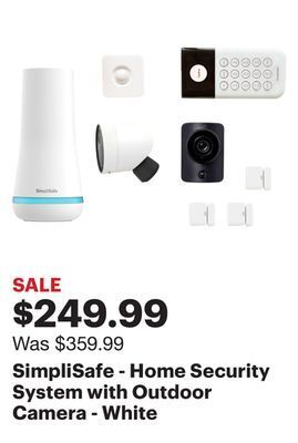 Best Buy Simplisafe - home security system with outdoor camera - white offer