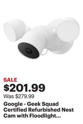 Best Buy Google - geek squad certified refurbished nest cam with floodlight - snow offer