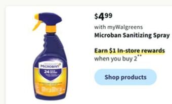 Walgreens Microban sanitizing spray offer