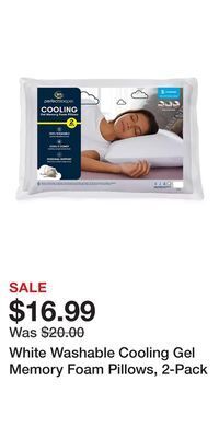 Big Lots White washable cooling gel memory foam pillows, 2-pack offer