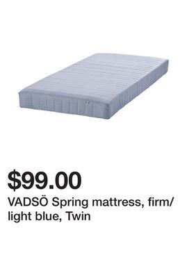 Ikea Vadsö spring mattress, firm/light blue, twin offer