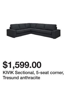 Ikea Kivik sectional, 5-seat corner, tresund anthracite offer