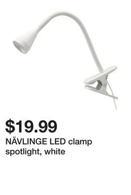 Ikea Nävlinge led clamp spotlight, white offer
