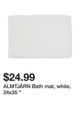 Ikea Almtjärn bath mat, white, 24x35 offer