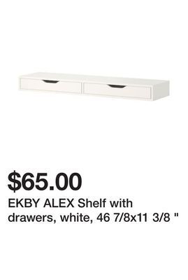 Ikea Ekby alex shelf with drawers, white, 46 7/8x11 3/8 offer