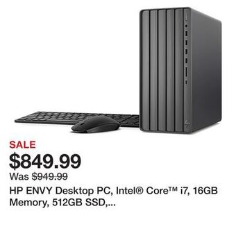Office Depot Hp envy desktop pc, intel® core™ i7, 16gb memory, 512gb ssd, windows® 11 home offer