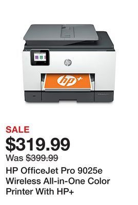 Office Depot Hp officejet pro 9025e wireless all-in-one color printer with hp+ offer