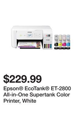 Office Depot Epson® ecotank® et-2800 all-in-one supertank color printer, white offer