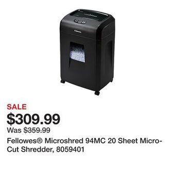 Office Depot Fellowes® microshred 94mc 20 sheet micro-cut shredder, 8059401 offer