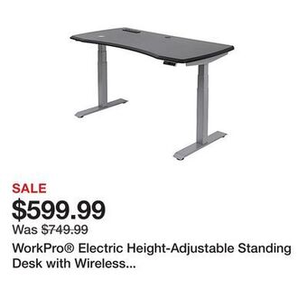 Office Depot Workpro® electric height-adjustable standing desk with wireless charging, 60w, black offer