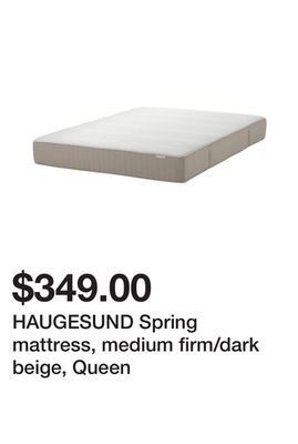 Ikea Haugesund spring mattress, medium firm/dark beige, queen offer