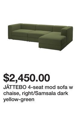 Ikea Jättebo 4-seat mod sofa w chaise, right/samsala dark yellow-green offer