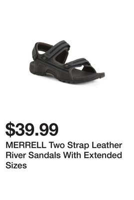 Marshalls Merrell two strap leather river sandals with extended sizes offer