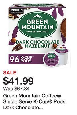 Office Depot Green mountain coffee® single serve k-cup® pods, dark chocolate hazelnut, medium roast, pack of 96 pods offer