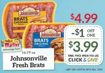 Martin's Johnsonville Fresh Brats 16-19 oz offer