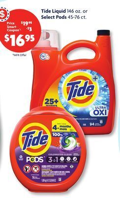 Family Dollar Tide liquid 146 oz. or select pods 45-76 ct. offer