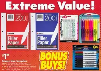 Dollar Tree Bonus size supplies offer
