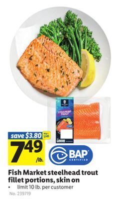 Lidl Fish market steelhead trout fillet portions, skin on offer