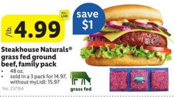 Lidl Steakhouse naturals® grass fed ground beef, family pack offer