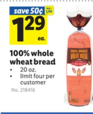 Lidl 100% whole wheat bread offer