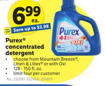 Lidl Purex® concentrated detergent offer