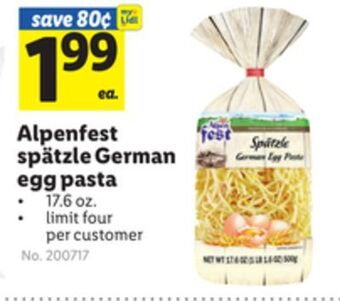 Lidl Alpenfest spätzle german egg pasta offer