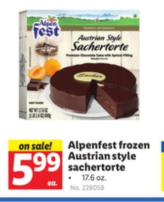 Lidl Alpenfest frozen austrian style sachertorte offer