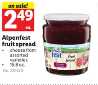 Lidl Alpenfest fruit spread offer