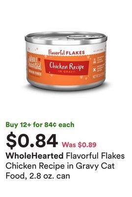 Petco Flavorful flakes chicken recipe in gravy cat food, 2.8 oz. can offer