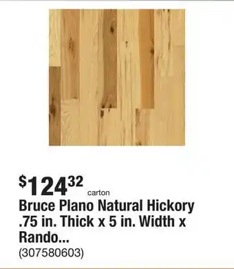 The Home Depot Bruce plano natural hickory .75 in. thick x 5 in. width x random length solid hardwood flooring (23.5 sqft per case) offer
