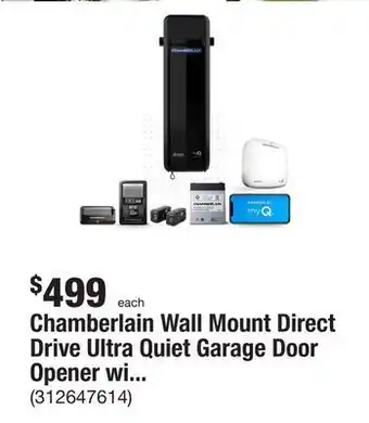 The Home Depot Chamberlain wall mount direct drive ultra quiet garage door opener with battery backup offer
