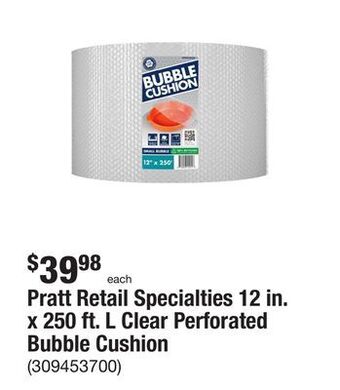 The Home Depot Pratt retail specialties 12 in. x 250 ft. l clear perforated bubble cushion offer