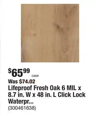 The Home Depot Lifeproof fresh oak 6 mil x 8.7 in. w x 48 in. l click lock waterproof luxury vinyl plank flooring (20.1 sqft/case) offer