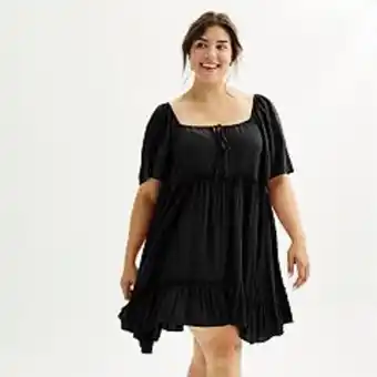 Kohl's Juniors' plus size rewind flutter sleeve swing dress offer